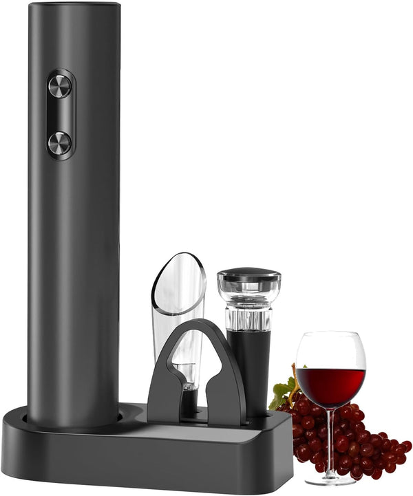 COKUNST Electric Wine Opener Set, Battery Operated Automatic Corkscrews Wine Bottles Opener with Foil Cutter, Wine Pourer, Vacuum Stopper, Reusable Wine Remover for Wine Lover Gift Home Kitchen Party