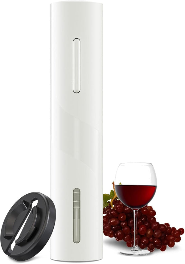 COKUNST Electric Wine Opener, Cordless Automatic Corkscrew with Foil Cutter, Battery Operated Wine Bottle Opener for Home, Gift, Party, White