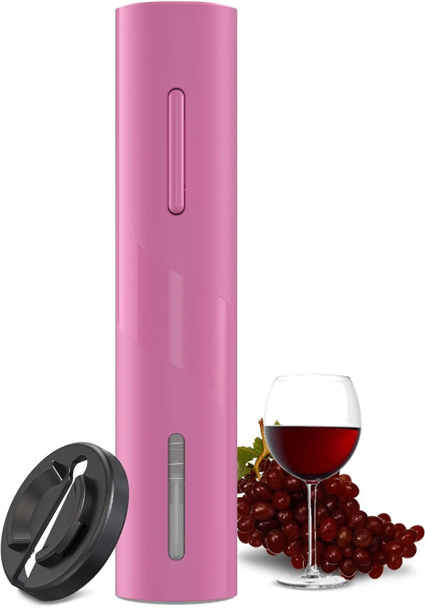 COKUNST Electric Wine Opener, One-Touch Automatic Wine Corker with Manual, Battery Powered Wine Bottle Opener, Wine Gifts for Women, Pink