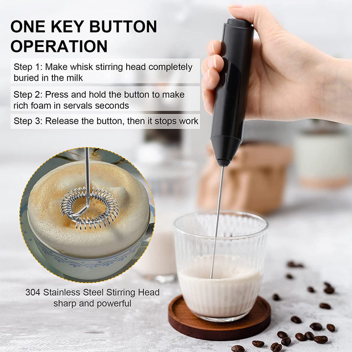 Electric Coffee Stirrer, Simple Operation Drink Mixer Low Power Lightweight  Portable For Office Black 