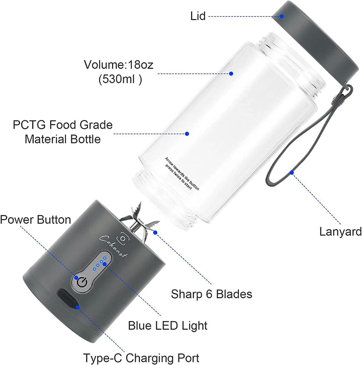 COKUNST Portable Blender for Shakes and Smoothies, BPA-Free 18Oz