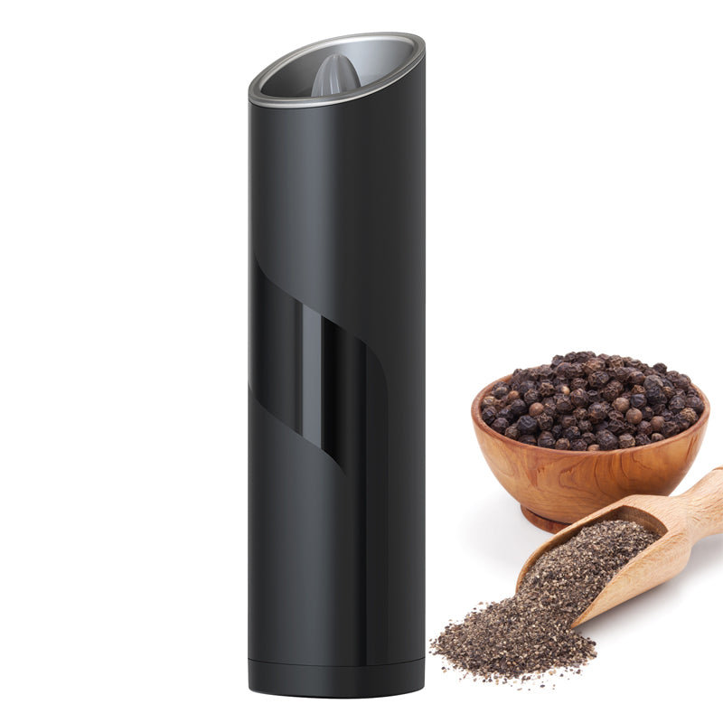 COKUNST Electric Pepper and Salt Grinder Set, Battery Powered Adjustable 5  Levels of Coarseness Black Pepper Grinder Mill with Stand, Automatic