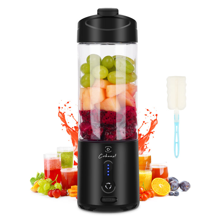 COKUNST 18 oz Personal Size Blender with Rechargeable Type-C and 6 Blades for Shakes and Smoothies .Fruit Veggie Juicer Mini Powerful Portable